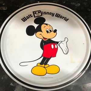 Vintage Walt Disney World Mickey Mouse Metal Tin Serving Tray